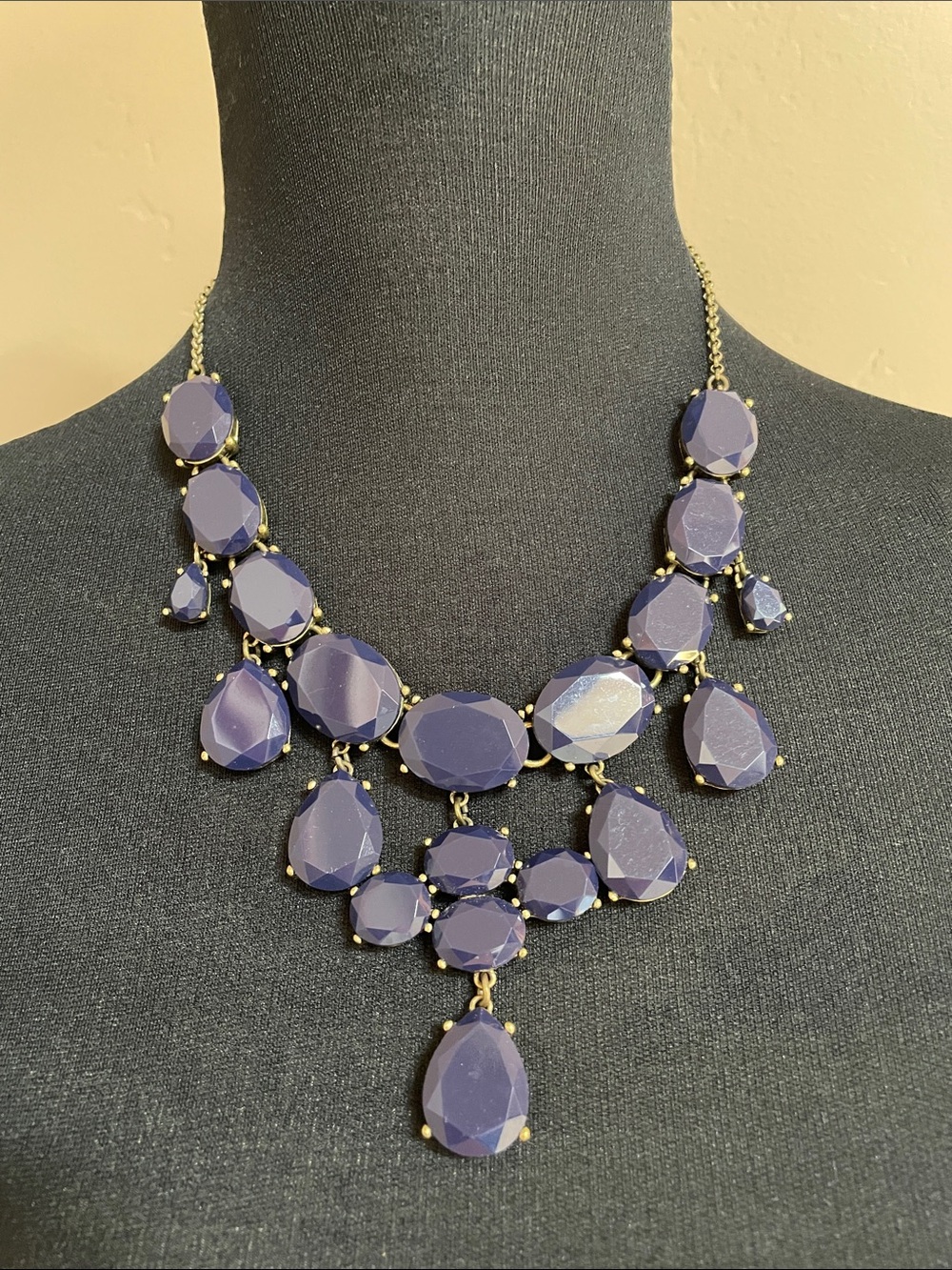 J Crew navy blue statement necklace